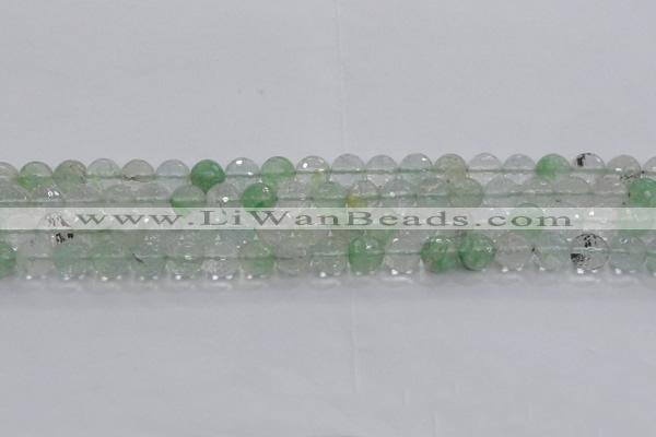 CCY613 15.5 inches 10mm faceted round green cherry quartz beads