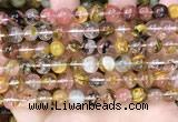 CCY642 15.5 inches 8mm round volcano cherry quartz beads