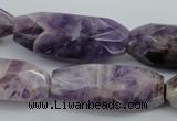 CDA30 15.5 inches 15*38mm – 16*40mm faceted rice dogtooth amethyst beads