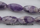 CDA334 15.5 inches 10*20mm faceted rice dyed dogtooth amethyst beads