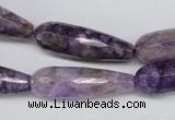 CDA341 15.5 inches 10*30mm faceted teardrop dyed dogtooth amethyst beads