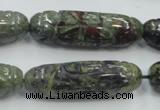 CDB204 12*40mm carved cylinder natural dragon blood jasper beads