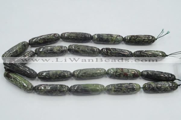 CDB204 12*40mm carved cylinder natural dragon blood jasper beads