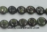 CDB205 15.5 inches 10mm flat round natural dragon blood jasper beads