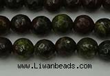 CDB310 15.5 inches 4mm faceted round dragon blood jasper beads