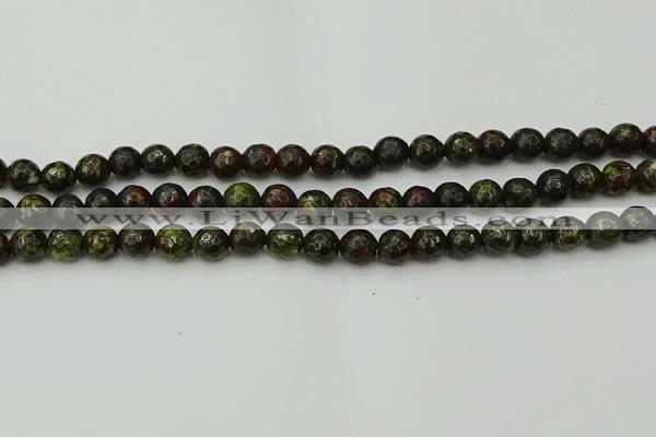 CDB311 15.5 inches 6mm faceted round dragon blood jasper beads