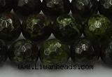 CDB314 15.5 inches 12mm faceted round dragon blood jasper beads