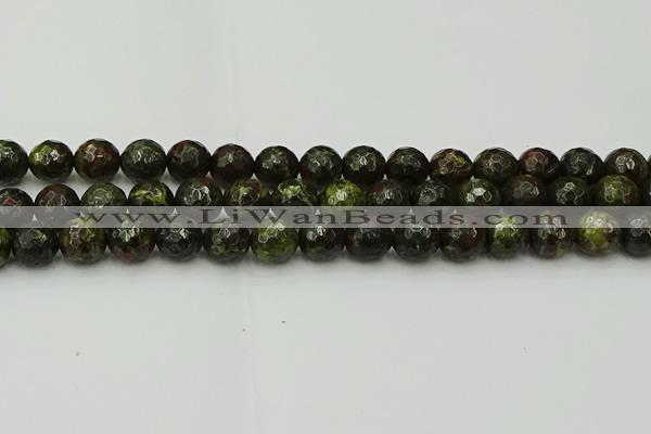 CDB314 15.5 inches 12mm faceted round dragon blood jasper beads