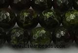 CDB315 15.5 inches 14mm faceted round dragon blood jasper beads