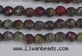 CDB320 15.5 inches 4mm faceted round dragon blood jasper beads