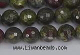 CDB322 15.5 inches 8mm faceted round dragon blood jasper beads