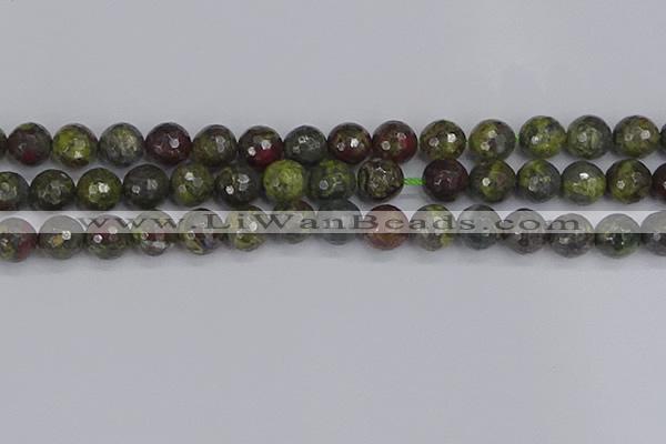 CDB324 15.5 inches 12mm faceted round dragon blood jasper beads