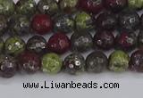 CDB328 15.5 inches 4mm faceted round A grade dragon blood jasper beads