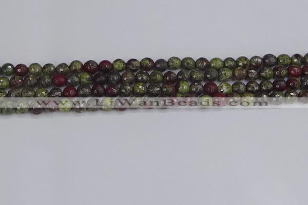 CDB329 15.5 inches 6mm faceted round A grade dragon blood jasper beads