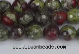 CDB330 15.5 inches 8mm faceted round A grade dragon blood jasper beads