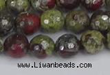 CDB331 15.5 inches 10mm faceted round A grade dragon blood jasper beads