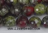 CDB332 15.5 inches 12mm faceted round A grade dragon blood jasper beads