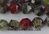 CDB337 15.5 inches 8mm faceted nuggets dragon blood jasper beads