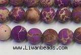 CDE1020 15.5 inches 4mm round matte sea sediment jasper beads