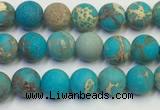 CDE1025 15.5 inches 4mm round matte sea sediment jasper beads