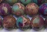 CDE1037 15.5 inches 8mm round matte sea sediment jasper beads