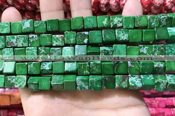 CDE1115 15.5 inches 8*8mm cube sea sediment jasper beads