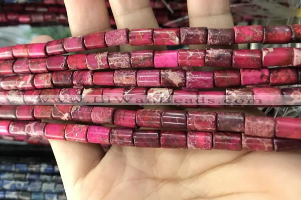 CDE1320 15.5 inches 6*8mm tube sea sediment jasper beads