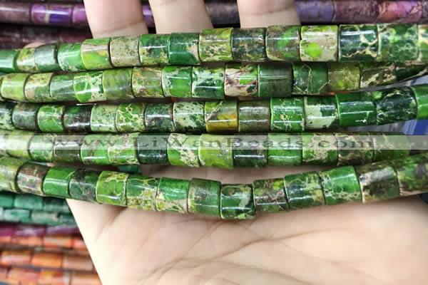 CDE1342 15.5 inches 8*8mm tube sea sediment jasper beads