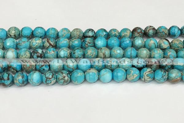 CDE1387 15.5 inches 10mm faceted round sea sediment jasper beads