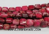 CDE19 15.5 inches 8*8mm square dyed sea sediment jasper beads