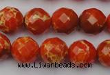 CDE2103 15.5 inches 12mm faceted round dyed sea sediment jasper beads