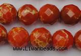 CDE2104 15.5 inches 14mm faceted round dyed sea sediment jasper beads