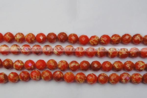 CDE2105 15.5 inches 16mm faceted round dyed sea sediment jasper beads