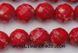 CDE2124 15.5 inches 14mm faceted round dyed sea sediment jasper beads