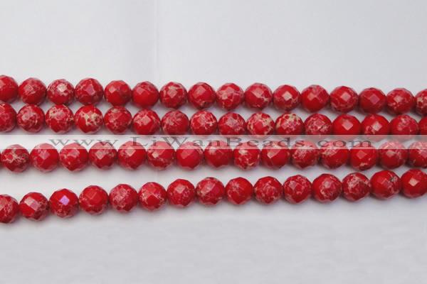 CDE2124 15.5 inches 14mm faceted round dyed sea sediment jasper beads