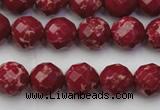 CDE2132 15.5 inches 10mm faceted round dyed sea sediment jasper beads