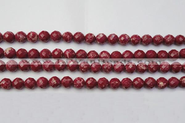 CDE2134 15.5 inches 14mm faceted round dyed sea sediment jasper beads