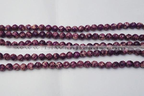 CDE2140 15.5 inches 6mm faceted round dyed sea sediment jasper beads