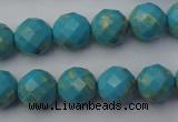 CDE2152 15.5 inches 10mm faceted round dyed sea sediment jasper beads