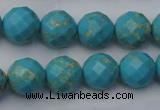 CDE2154 15.5 inches 14mm faceted round dyed sea sediment jasper beads