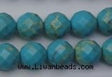 CDE2155 15.5 inches 16mm faceted round dyed sea sediment jasper beads