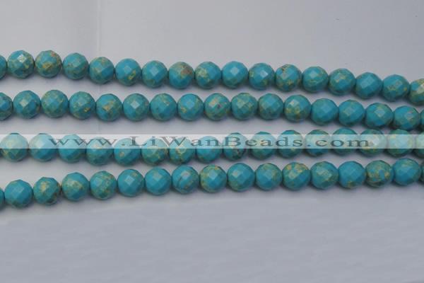 CDE2155 15.5 inches 16mm faceted round dyed sea sediment jasper beads