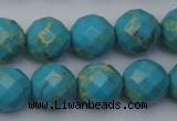 CDE2156 15.5 inches 18mm faceted round dyed sea sediment jasper beads