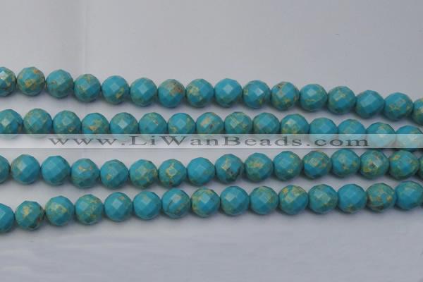 CDE2156 15.5 inches 18mm faceted round dyed sea sediment jasper beads