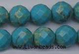 CDE2157 15.5 inches 20mm faceted round dyed sea sediment jasper beads