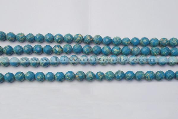 CDE2161 15.5 inches 8mm faceted round dyed sea sediment jasper beads