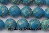 CDE2163 15.5 inches 12mm faceted round dyed sea sediment jasper beads