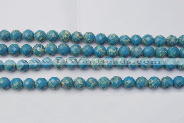 CDE2164 15.5 inches 14mm faceted round dyed sea sediment jasper beads