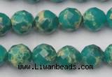 CDE2173 15.5 inches 12mm faceted round dyed sea sediment jasper beads