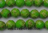 CDE2181 15.5 inches 8mm faceted round dyed sea sediment jasper beads